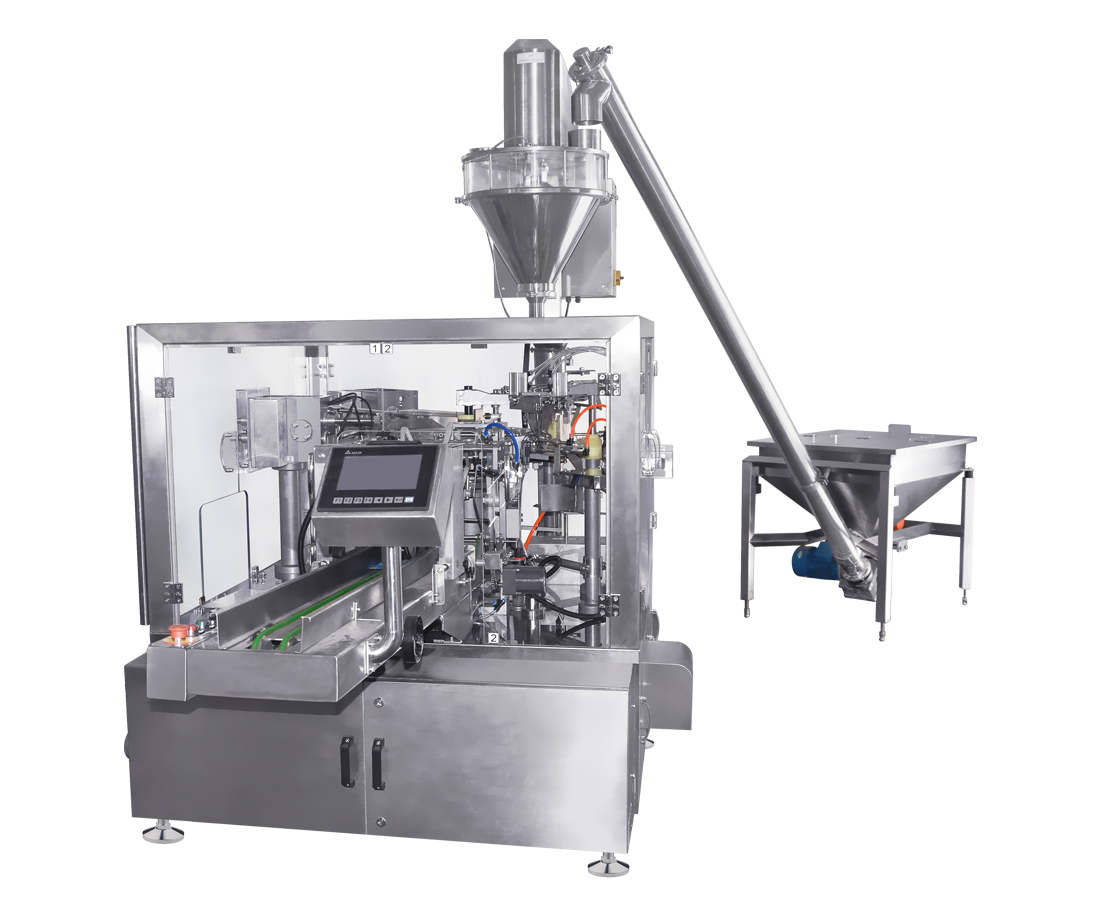 Rotary Doypack packaging machines With our doypack machines we can realize solutions for liquids, bulk goods and powders.